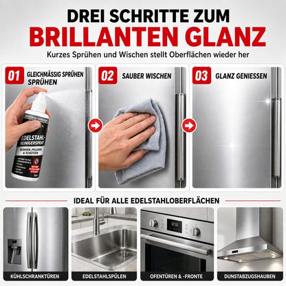 ✨ 50 % Rabatt | Edelstahl-Reinigungs- & Polierspray für Kühlschrank, Dunstabzugshaube, Backofen und weitere Küchengeräte