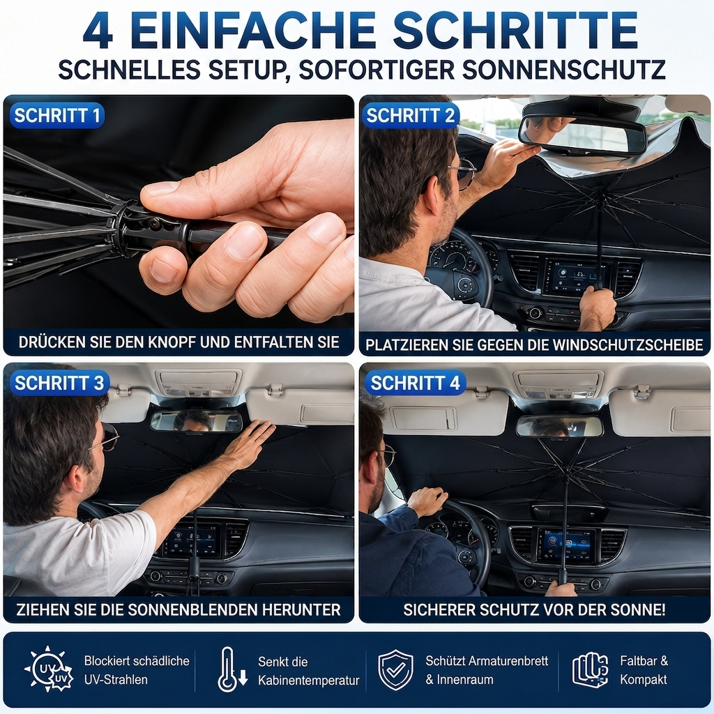 🔥Faltbare Windschutzscheiben-Sonnenschutz – Auto Sonnenschutz Schirm mit UV-Schutz & Wärmeisolierung | PKW, SUV