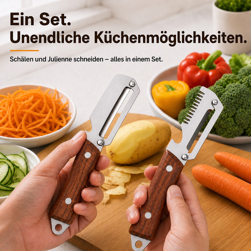 upsell 🥕🔪 2-in-1 Sparschäler-Set – Schälen & Julienne-Schneiden | 1 kaufen, 1 gratis