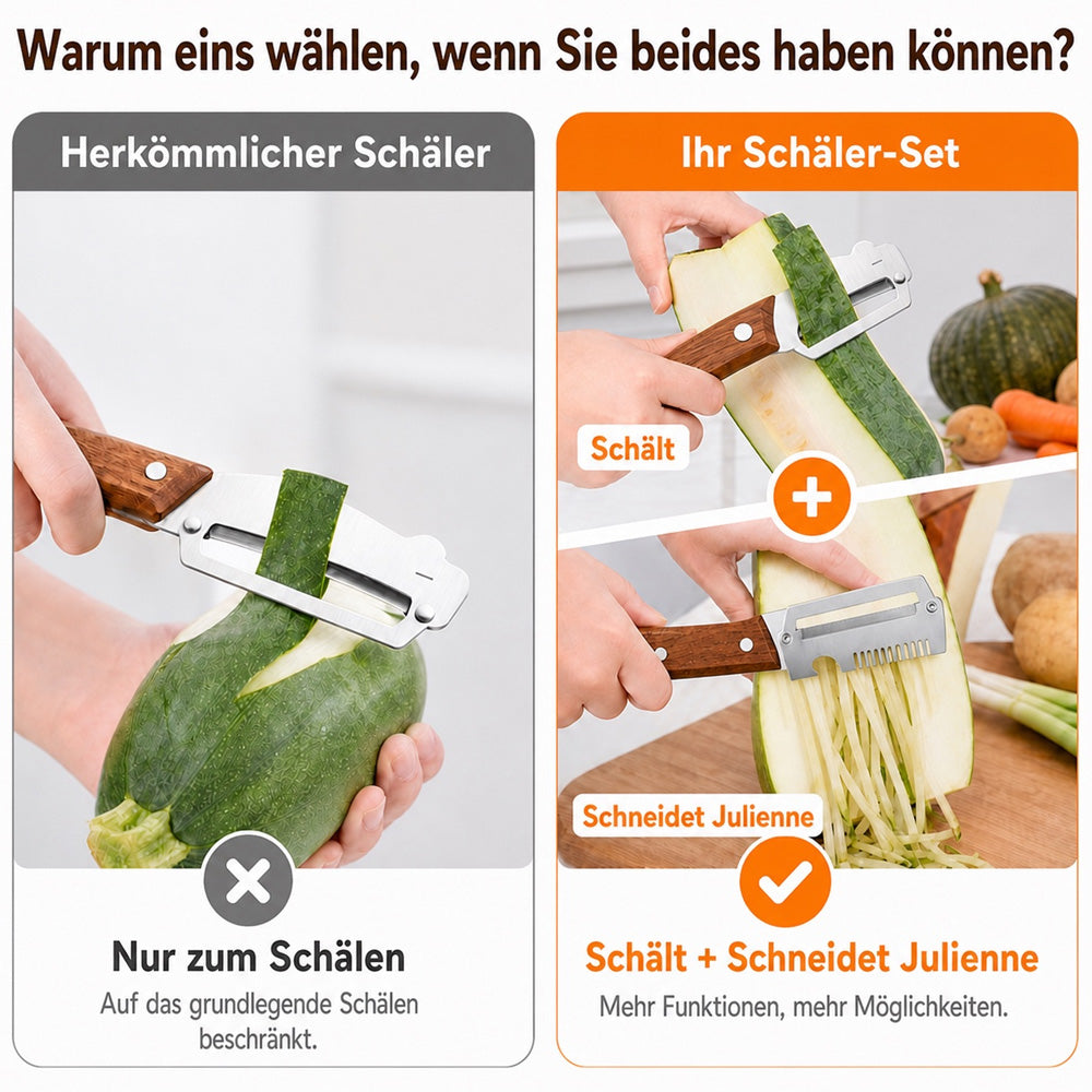 upsell 🥕🔪 2-in-1 Sparschäler-Set – Schälen & Julienne-Schneiden | 1 kaufen, 1 gratis