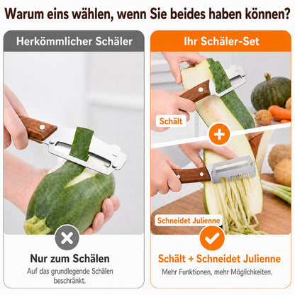 upsell 🥕🔪 2-in-1 Sparschäler-Set – Schälen & Julienne-Schneiden | 1 kaufen, 1 gratis