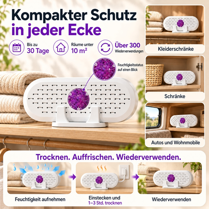 🔥 50% Rabatt ⏰ Mini-Wiederverwendbarer Luftentfeuchter – Tragbarer Feuchtigkeitsabsorber für Zuhause, Kleiderschrank & Bad