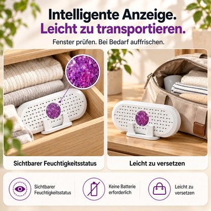 🔥 50% Rabatt ⏰ Mini-Wiederverwendbarer Luftentfeuchter – Tragbarer Feuchtigkeitsabsorber für Zuhause, Kleiderschrank & Bad