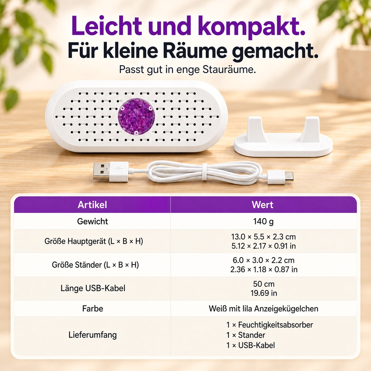 🔥 50% Rabatt ⏰ Mini-Wiederverwendbarer Luftentfeuchter – Tragbarer Feuchtigkeitsabsorber für Zuhause, Kleiderschrank & Bad