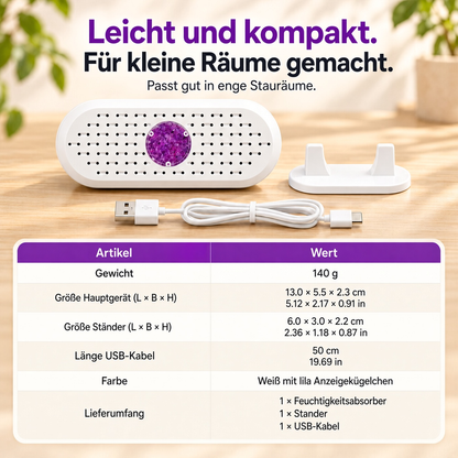 🔥 50% Rabatt ⏰ Mini-Wiederverwendbarer Luftentfeuchter – Tragbarer Feuchtigkeitsabsorber für Zuhause, Kleiderschrank & Bad
