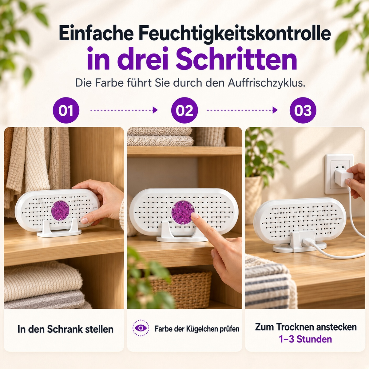 🔥 50% Rabatt ⏰ Mini-Wiederverwendbarer Luftentfeuchter – Tragbarer Feuchtigkeitsabsorber für Zuhause, Kleiderschrank & Bad