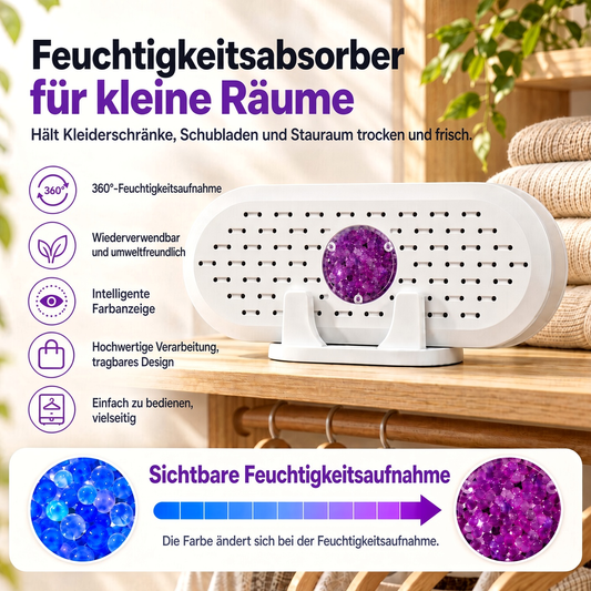 🔥 50% Rabatt ⏰ Mini-Wiederverwendbarer Luftentfeuchter – Tragbarer Feuchtigkeitsabsorber für Zuhause, Kleiderschrank & Bad