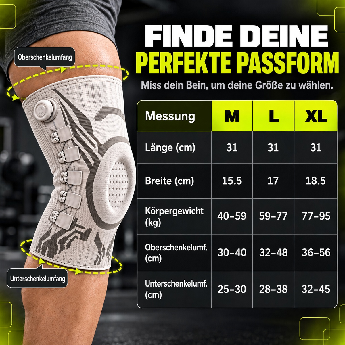 🏃 Professionelle verstellbare Sport-Kniebandage – Kompression, Stabilität & sicherer Halt bei jeder Bewegung