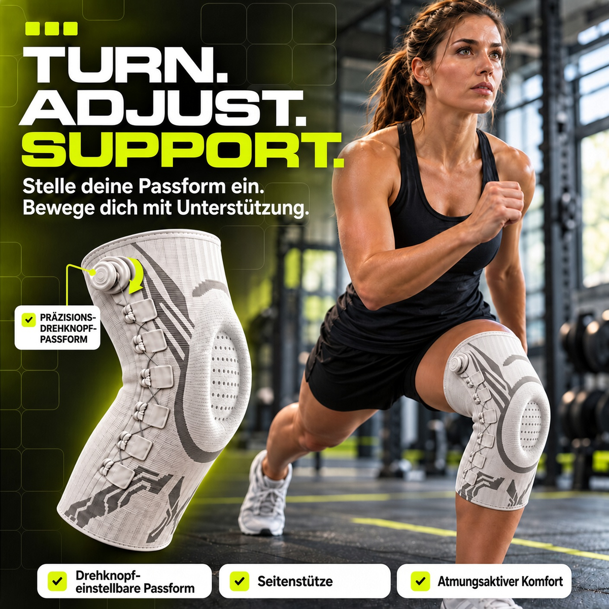 🏃 Professionelle verstellbare Sport-Kniebandage – Kompression, Stabilität & sicherer Halt bei jeder Bewegung