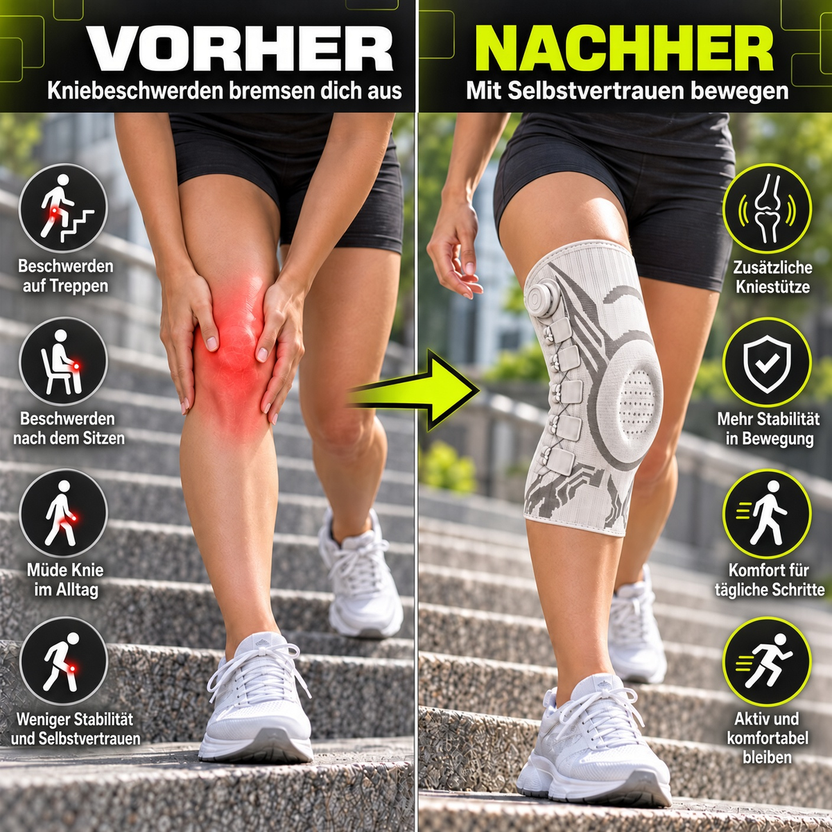 🏃 Professionelle verstellbare Sport-Kniebandage – Kompression, Stabilität & sicherer Halt bei jeder Bewegung