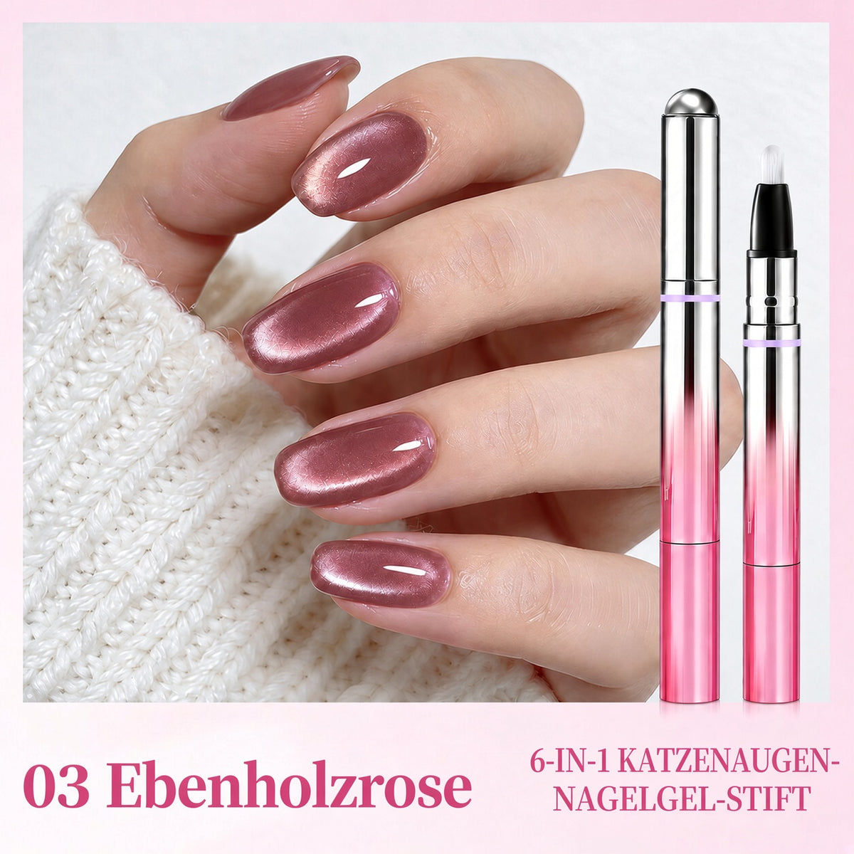 ✨ 50 % Rabatt – 6-in-1 Nagelpflege- & Cat-Eye-Stift – All-in-One Base, Builder, Farbe & Top Coat mit integriertem Magneten