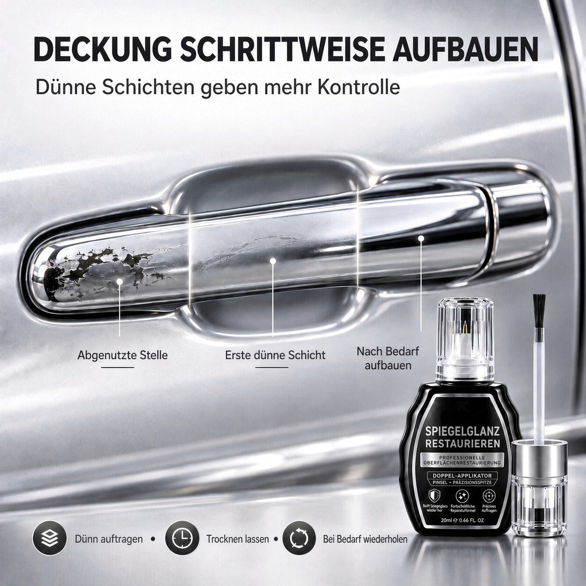 🚗 50 % Rabatt | Professioneller Chrom-Reparaturstift für Auto, Zierleisten, Türgriffe, Embleme & Metalloberflächen