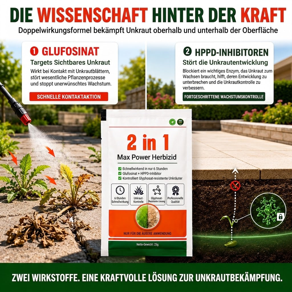 ⚡ 40% SPAREN | 2 in 1 Max Power Herbizid – Schnelle Unkrautbekämpfung ohne Glyphosa