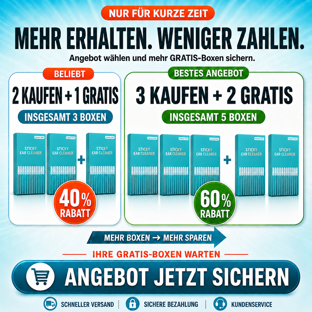 upsell✨ ✨ 1+1 GRATISWiederverwendbarer Ohrreiniger mit Haftspitze – Sanfte Ohrenpflege ohne Kratzen