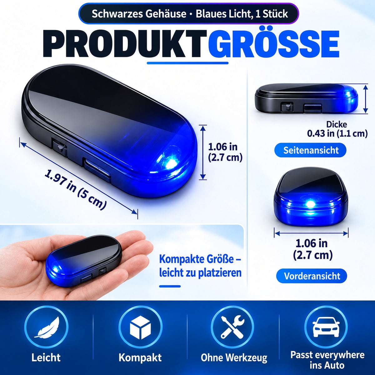 🚗 Auto-Zubehör Angebot – 2er-Pack Solar-LED-Warnleuchten ☀️ Kabellose blinkende Sicherheitsleuchten mit automatischem Lichtsensor