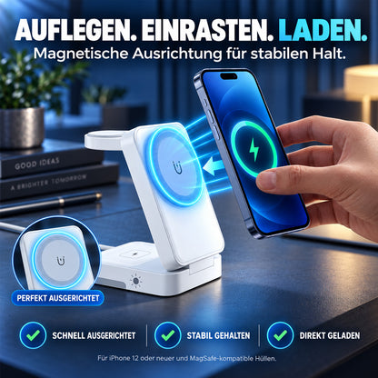 🔥 Nur heute -50% 📱 3-in-1 Faltbare Magnet-Ladestation – ideal für Zuhause, Büro & Reisen