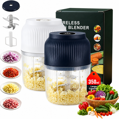 🔥 50 % RABATT! 💥6-Klingen Elektrischer Zerkleinerer｜Für Gemüse, Zwiebeln, Kräuter, Nüsse & Fleisch｜Kabellos, One-Touch & Leicht zu Reinigen