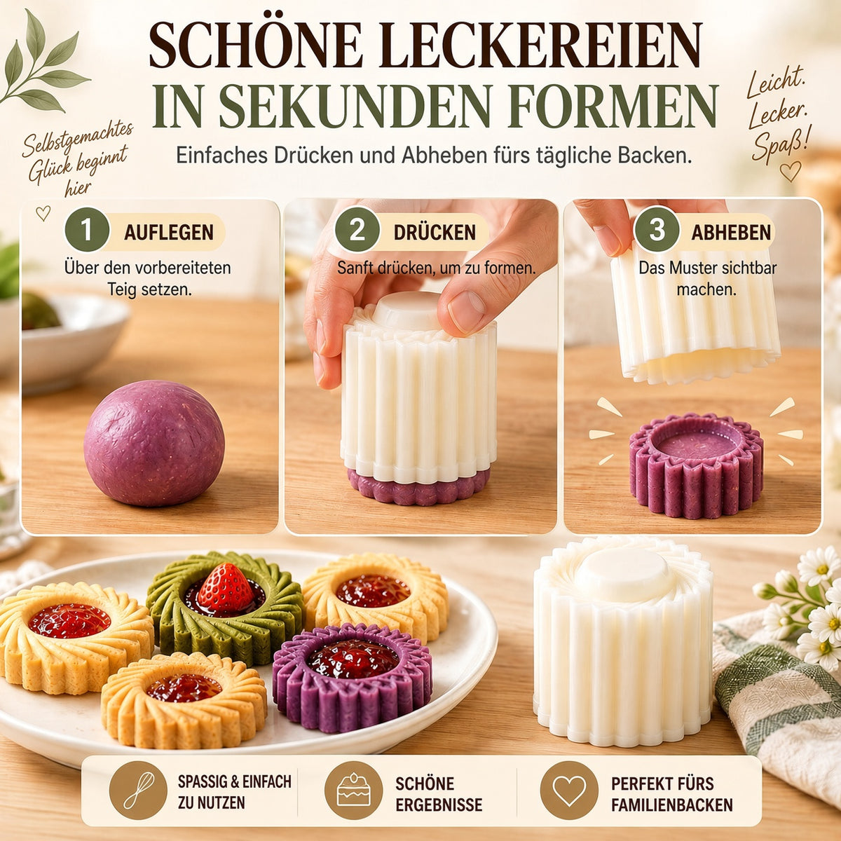 UPSELL🔥Jetzt 40 % Rabatt |✨ 2-in-1 Gebäckform – Süße Kunstwerke in Sekunden
