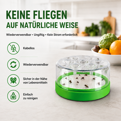 🛡️ Wiederverwendbare Fliegenfalle ohne Strom für den Innen- und Außenbereich – Sicher, kabellos & chemiefrei