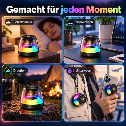 🎵 Tragbarer Bluetooth-6.0-Lautsprecher – RGB-Licht, 360°-TWS-Stereo-Sound, magnetisches Design & lange Akkulaufzeit