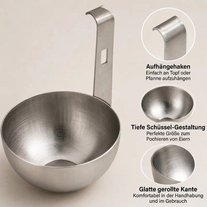 🔥 50 % RABATT! 🍳 Edelstahl-Eierpochierer – Praktischer Pfannen-Einhänger für perfekt runde Eier
