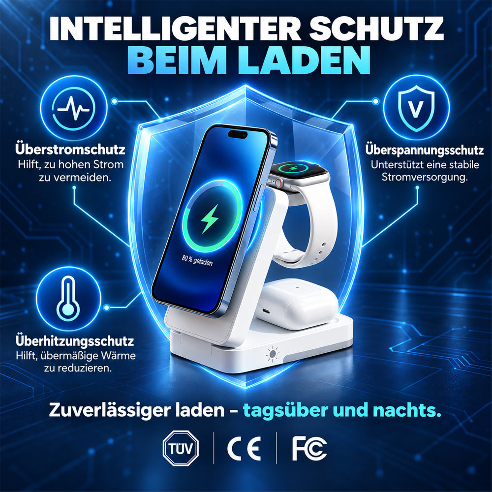 🔥 Nur heute -50% 📱 3-in-1 Faltbare Magnet-Ladestation – ideal für Zuhause, Büro & Reisen