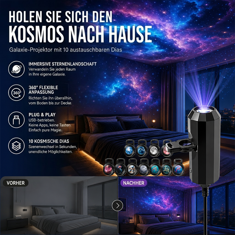 ✨ Plug-and-Play HD Galaxy & Ocean Projektor Nachtlicht 🥳 Über 50.000 zufriedene Nutzer