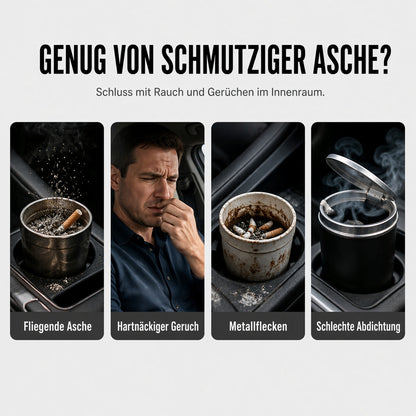 🎉 2026 Angebot: Drehbarer Auto-Aschenbecher mit Keramikeinsatz – hält Asche sicher im Behälter und reduziert Rauchgerüche