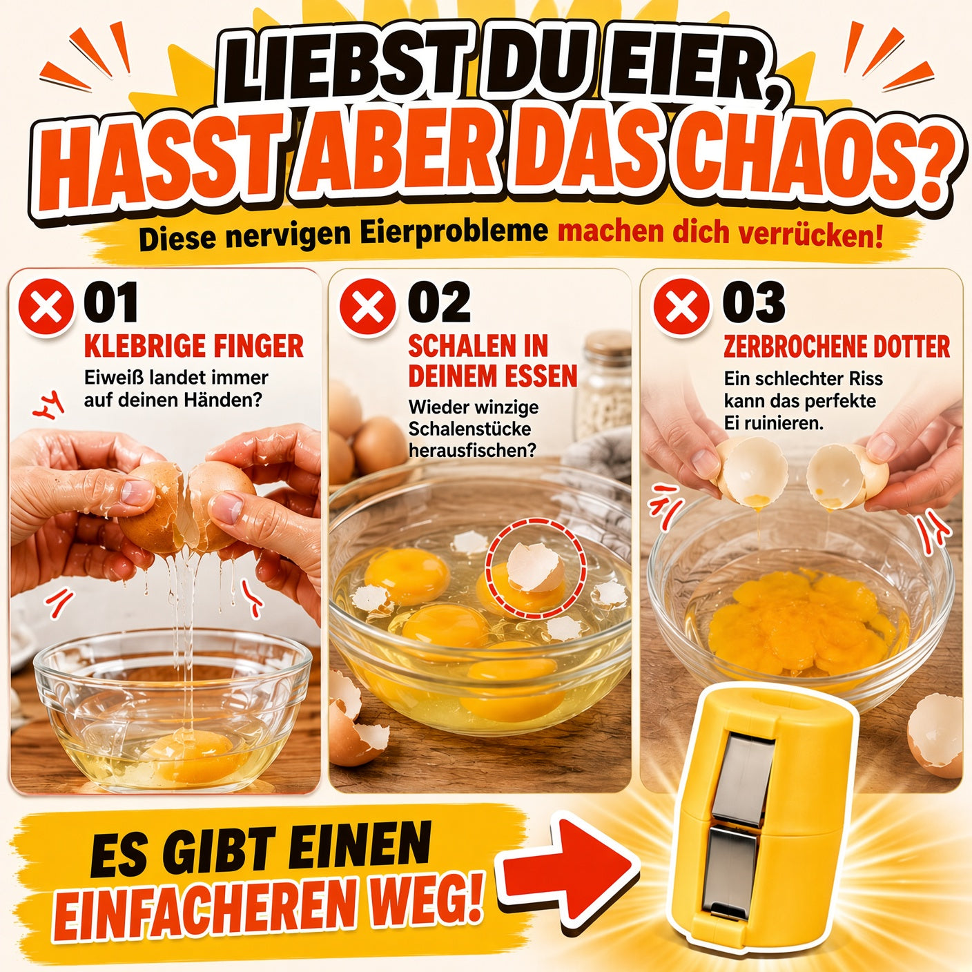 🔥🔥 Nur für kurze Zeit 😮‍💨 1 kaufen, 1 GRATIS! 🍳 Schneller Eieröffner – Hunderte Eier schneller und sauberer öffnen 🔥