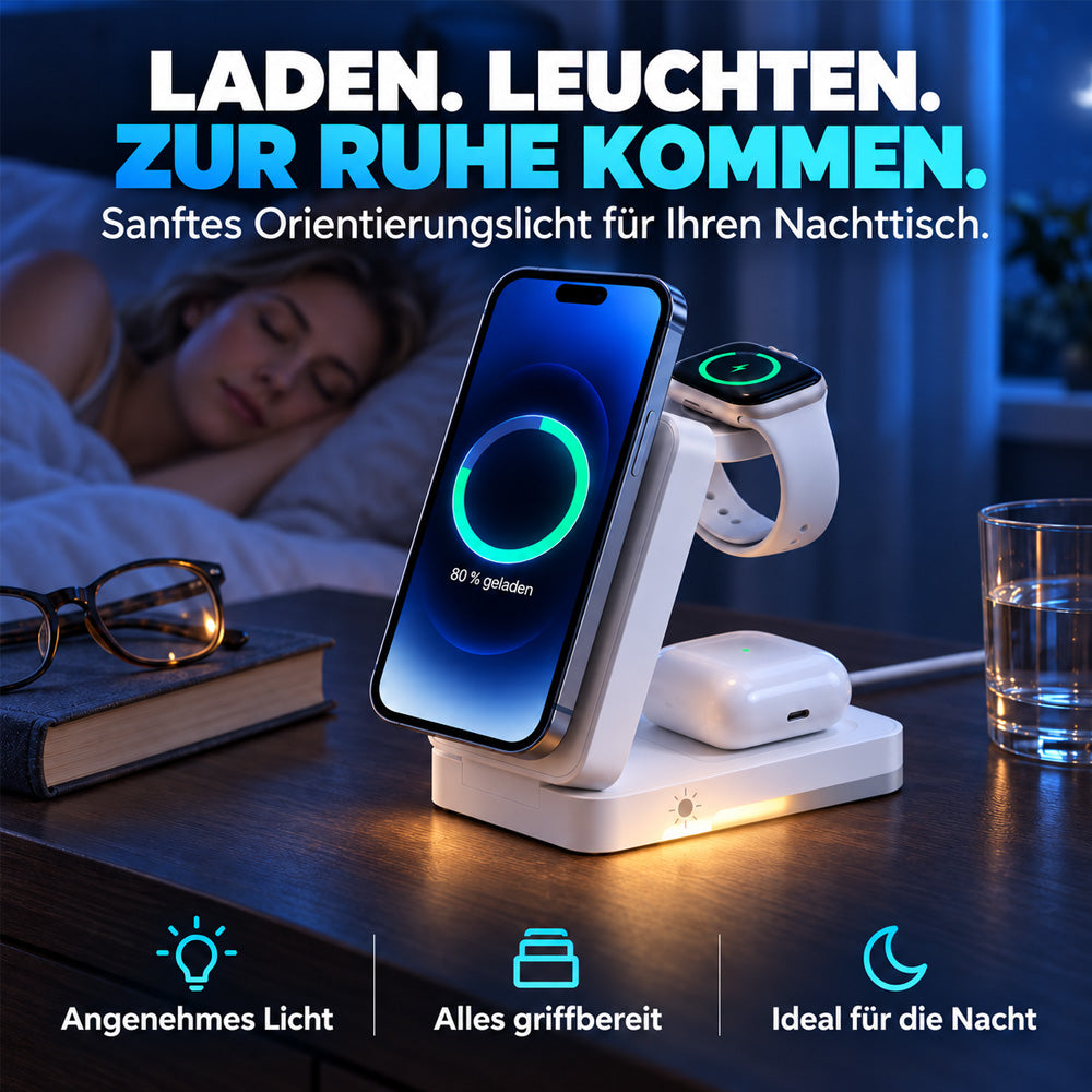 🔥 Nur heute -50% 📱 3-in-1 Faltbare Magnet-Ladestation – ideal für Zuhause, Büro & Reisen