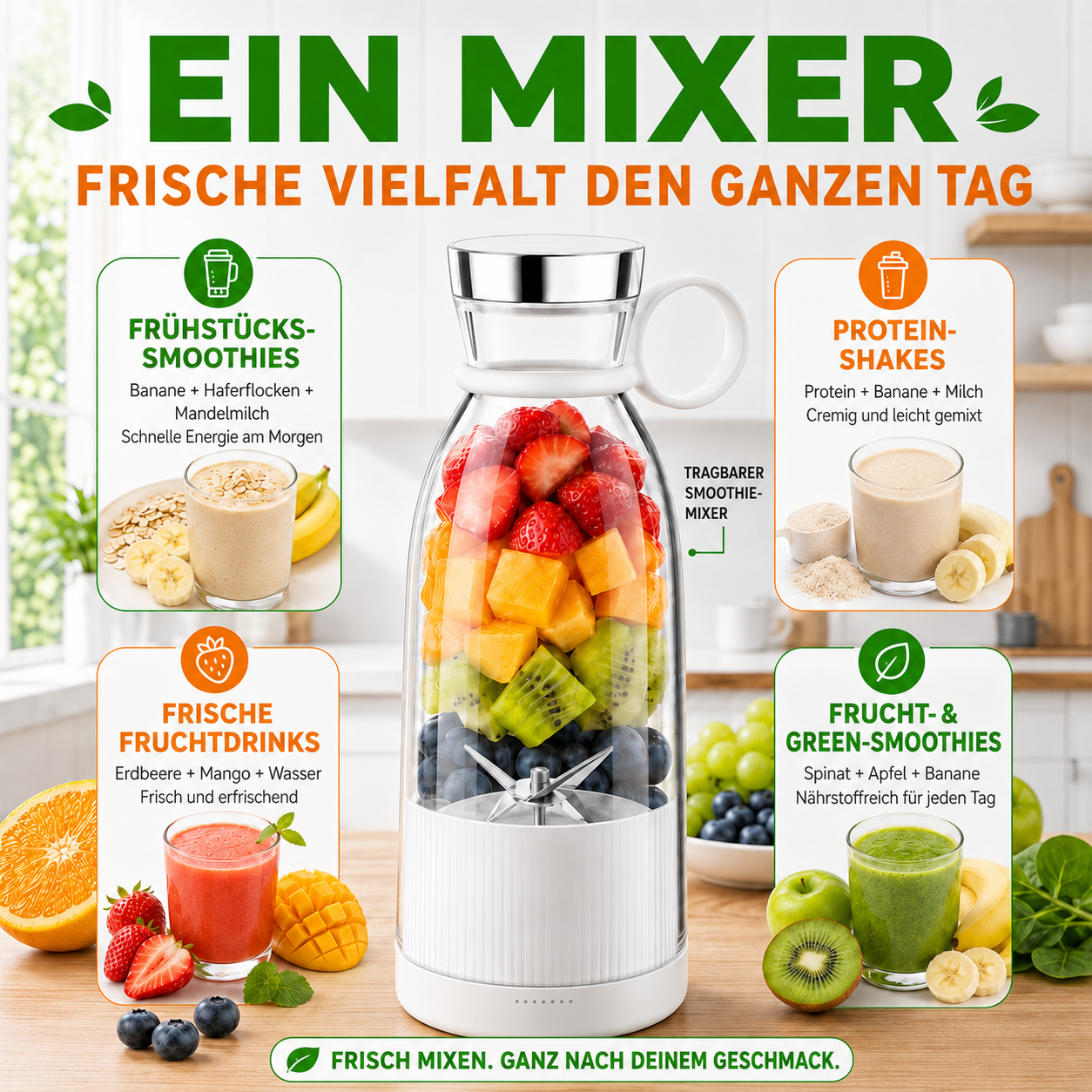 🔥 40% Rabatt💥Bestseller Tragbarer Entsafter | Frischer Saft überall und jederzeit 🍎