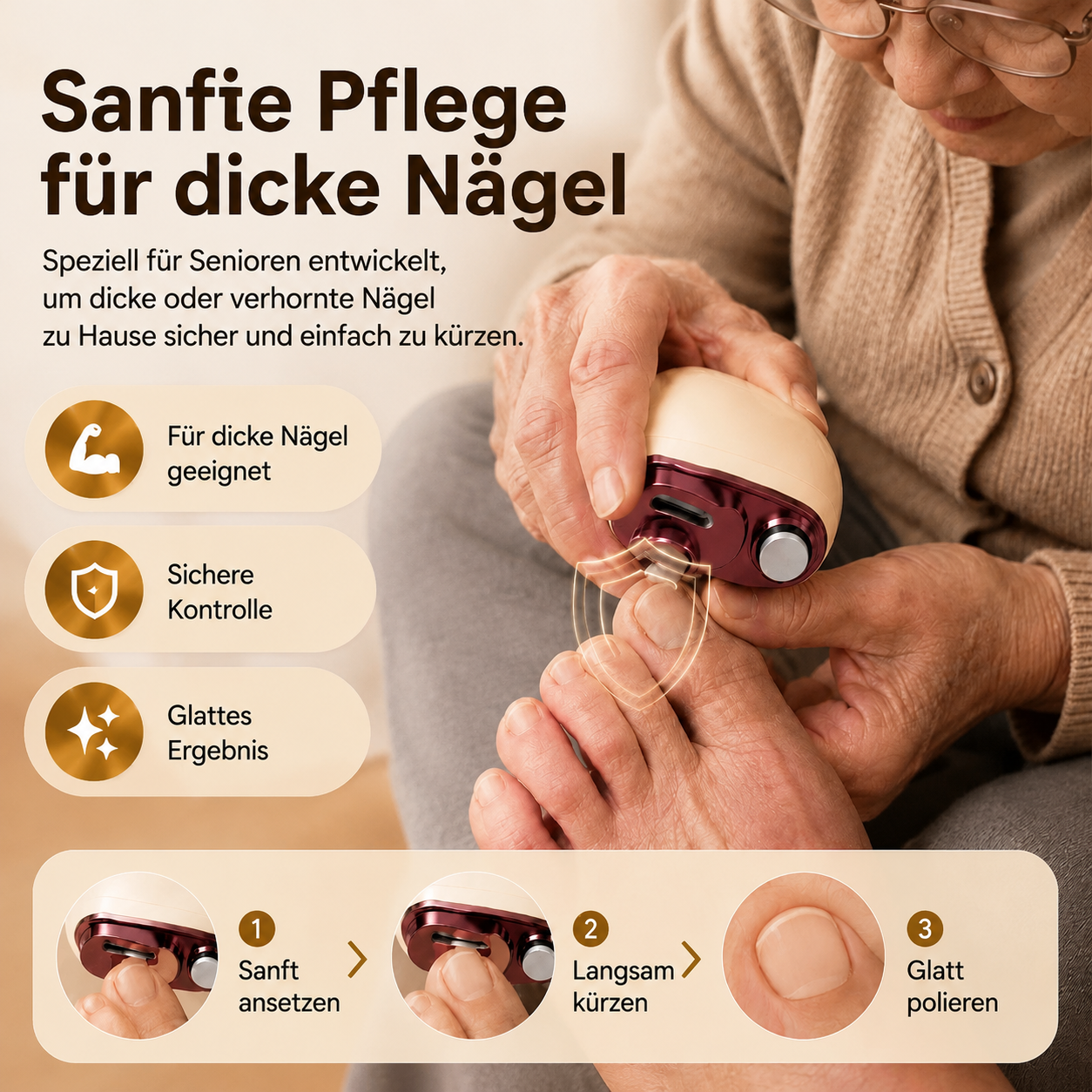 🔥 Nur für kurze Zeit: 50 % sparen! ✂️ 2-in-1 Elektrischer Nagelknipser mit Polierfunktion 💅