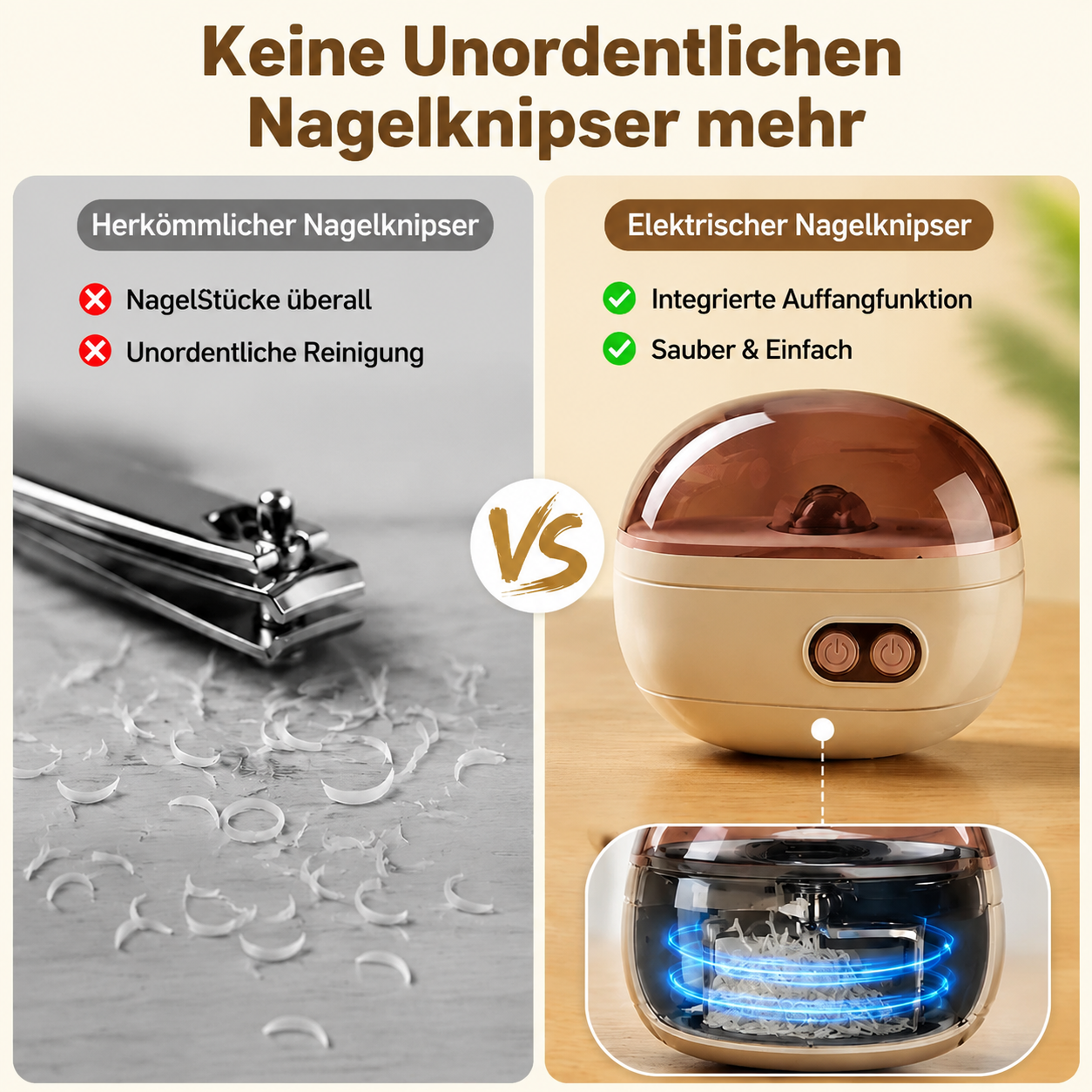 🔥 Nur für kurze Zeit: 50 % sparen! ✂️ 2-in-1 Elektrischer Nagelknipser mit Polierfunktion 💅