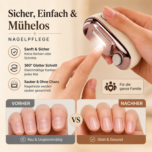 🔥 Nur für kurze Zeit: 50 % sparen! ✂️ 2-in-1 Elektrischer Nagelknipser mit Polierfunktion 💅