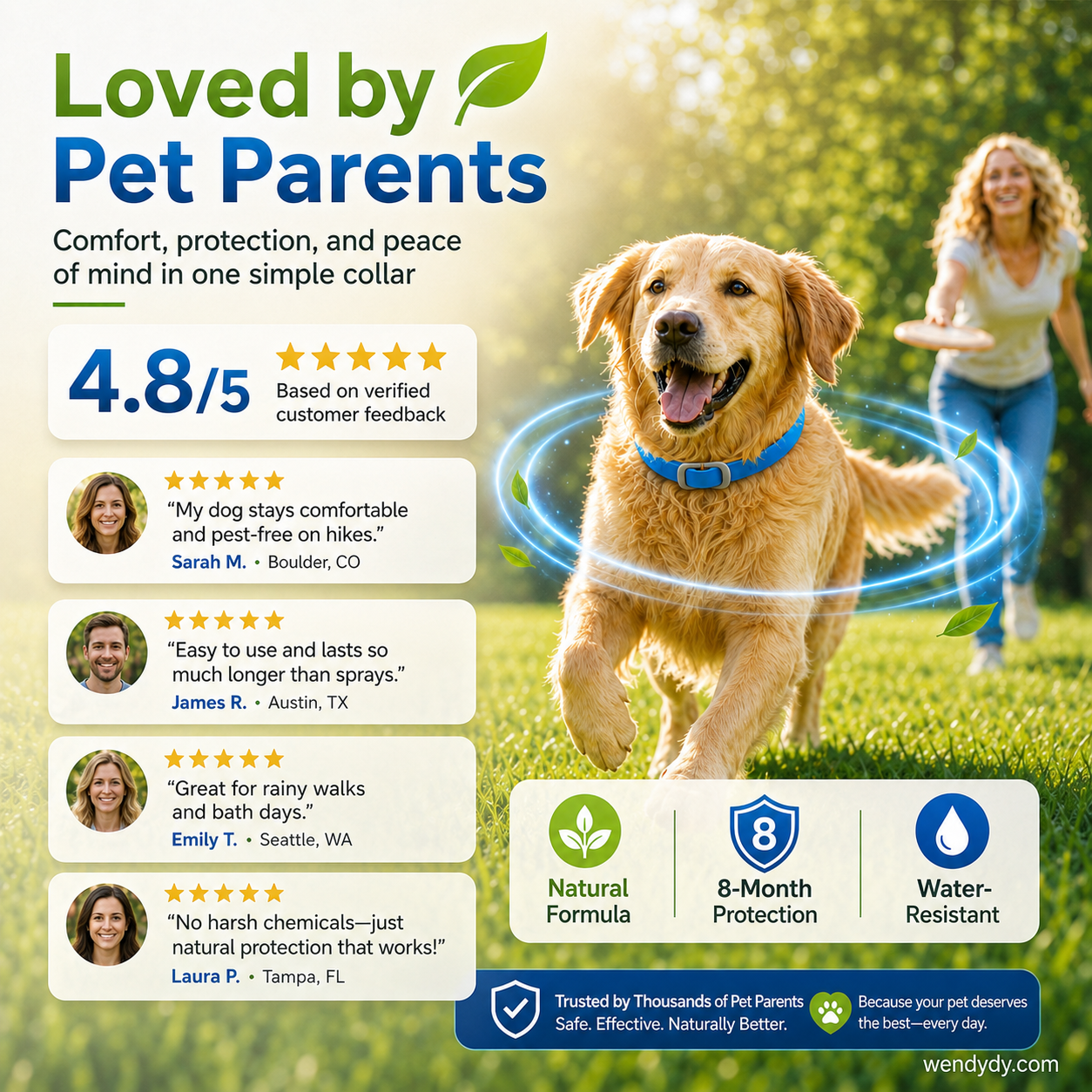 🥳2026 HOT SALE🥳💞50K+ SOLD!🌿🛡️ 50% OFF! Natural Essential Oil Pet Collar – 8‑month flea & tick protection. Plant‑based, no harsh chemicals. Safe for dogs & cats! 🐾✨-Navalonixcosh®