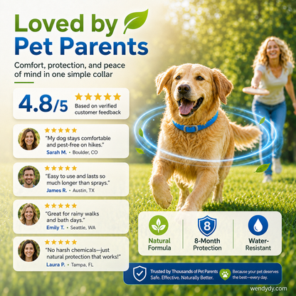 🥳2026 HOT SALE🥳💞50K+ SOLD!🌿🛡️ 50% OFF! Natural Essential Oil Pet Collar – 8‑month flea & tick protection. Plant‑based, no harsh chemicals. Safe for dogs & cats! 🐾✨-Navalonixcosh®