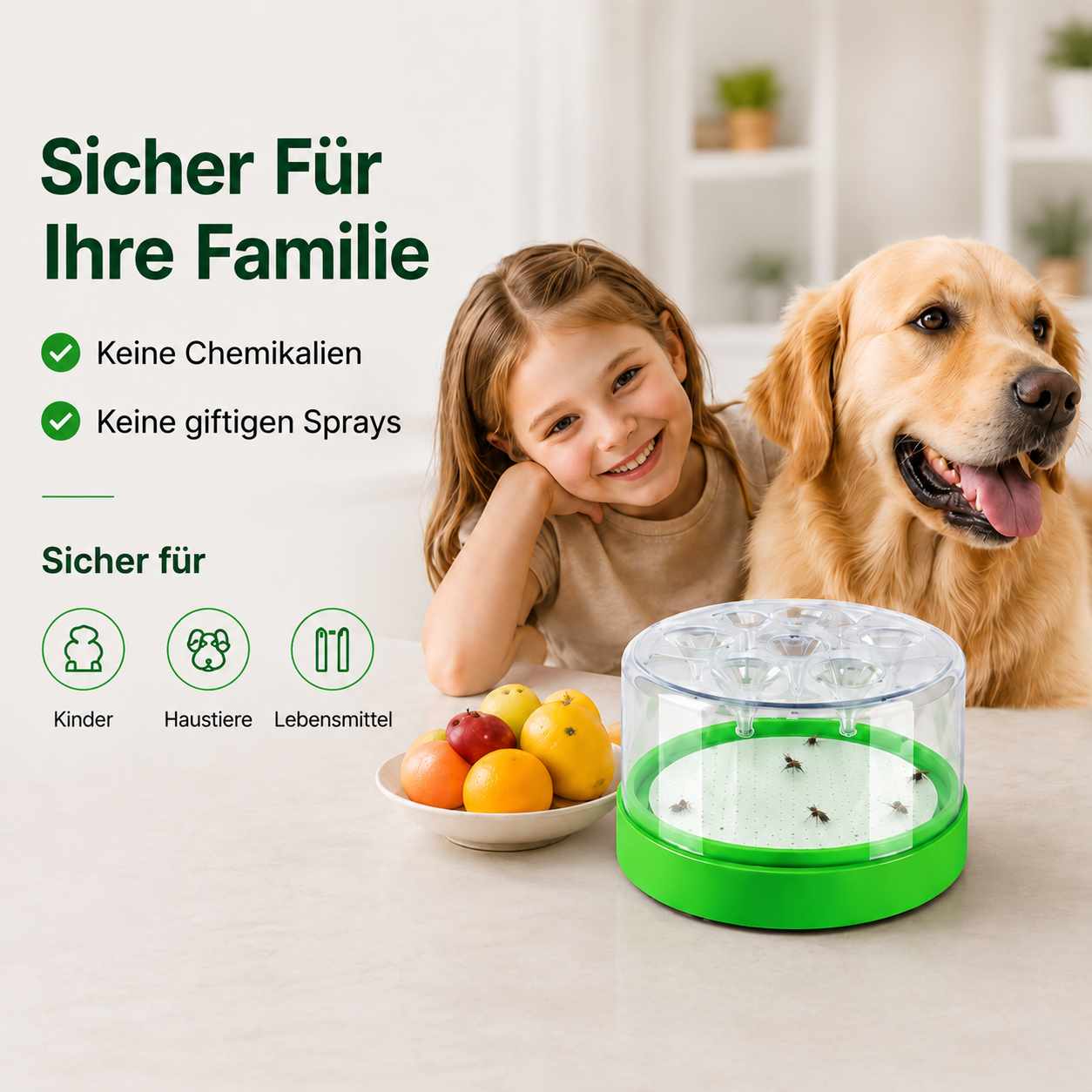 🛡️ Wiederverwendbare Fliegenfalle ohne Strom für den Innen- und Außenbereich – Sicher, kabellos & chemiefrei