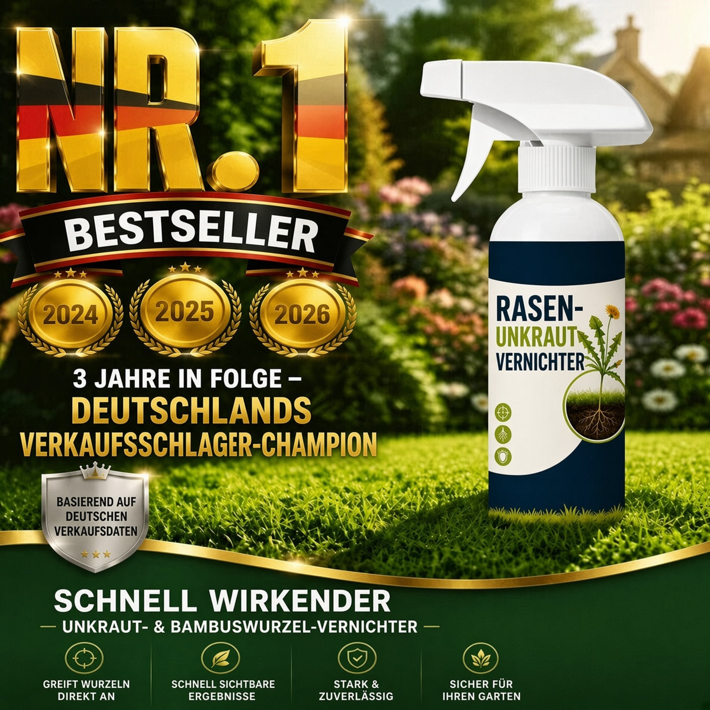 🔥 50 % RABATT 🌿 Unkraut-Stop – Stark gegen Unkraut & hemmt neues Wachstum | Für Garten, Wege & Hof ⚡