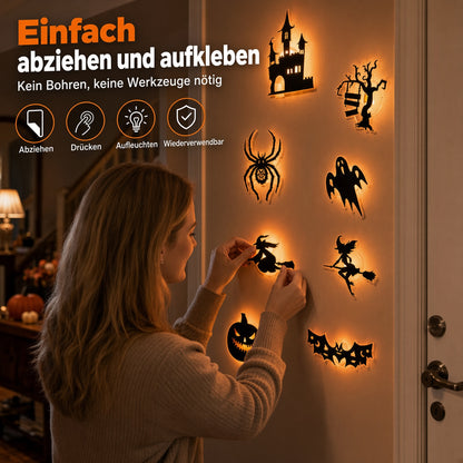🎃 50 % RABATT! 👻 Leuchtende Halloween-LED-Deko – Aufkleben, Einschalten & Gruselige Stimmung Zaubern ✨