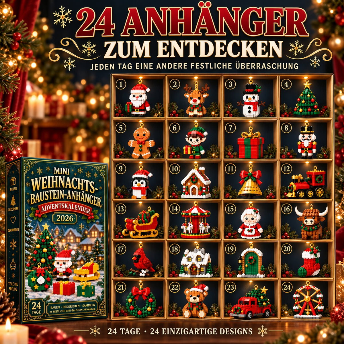 ⏳ Nur noch heute 49 % sparen! – 🎄 24-Tage-Mini-Weihnachtsornament-Adventskalender