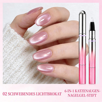 ✨ 50 % Rabatt – 6-in-1 Nagelpflege- & Cat-Eye-Stift – All-in-One Base, Builder, Farbe & Top Coat mit integriertem Magneten