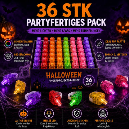 👻🎃 Halloween-Fingerprojektorringe – LED-Partymitgebsel für Kinder