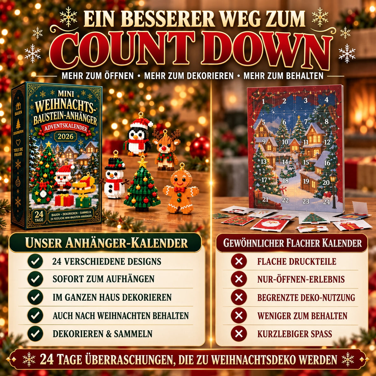 ⏳ Nur noch heute 49 % sparen! – 🎄 24-Tage-Mini-Weihnachtsornament-Adventskalender