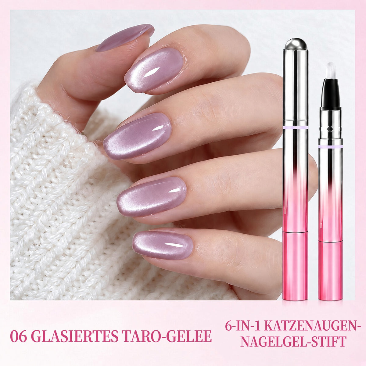 ✨ 50 % Rabatt – 6-in-1 Nagelpflege- & Cat-Eye-Stift – All-in-One Base, Builder, Farbe & Top Coat mit integriertem Magneten