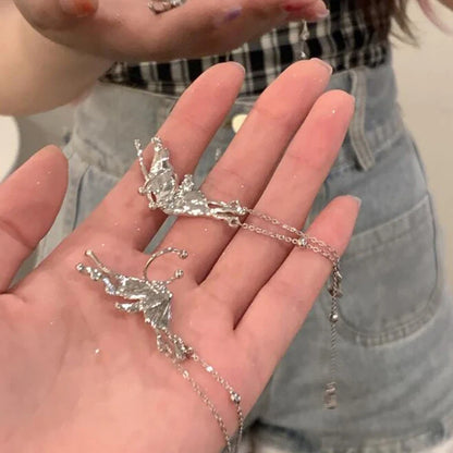 Y2K Irregular Liquid Earrings for Women Silver Color Hip-Hop Punk Fashion Geometric Earring Clip Girl 2024 Trendy Party Jewelry