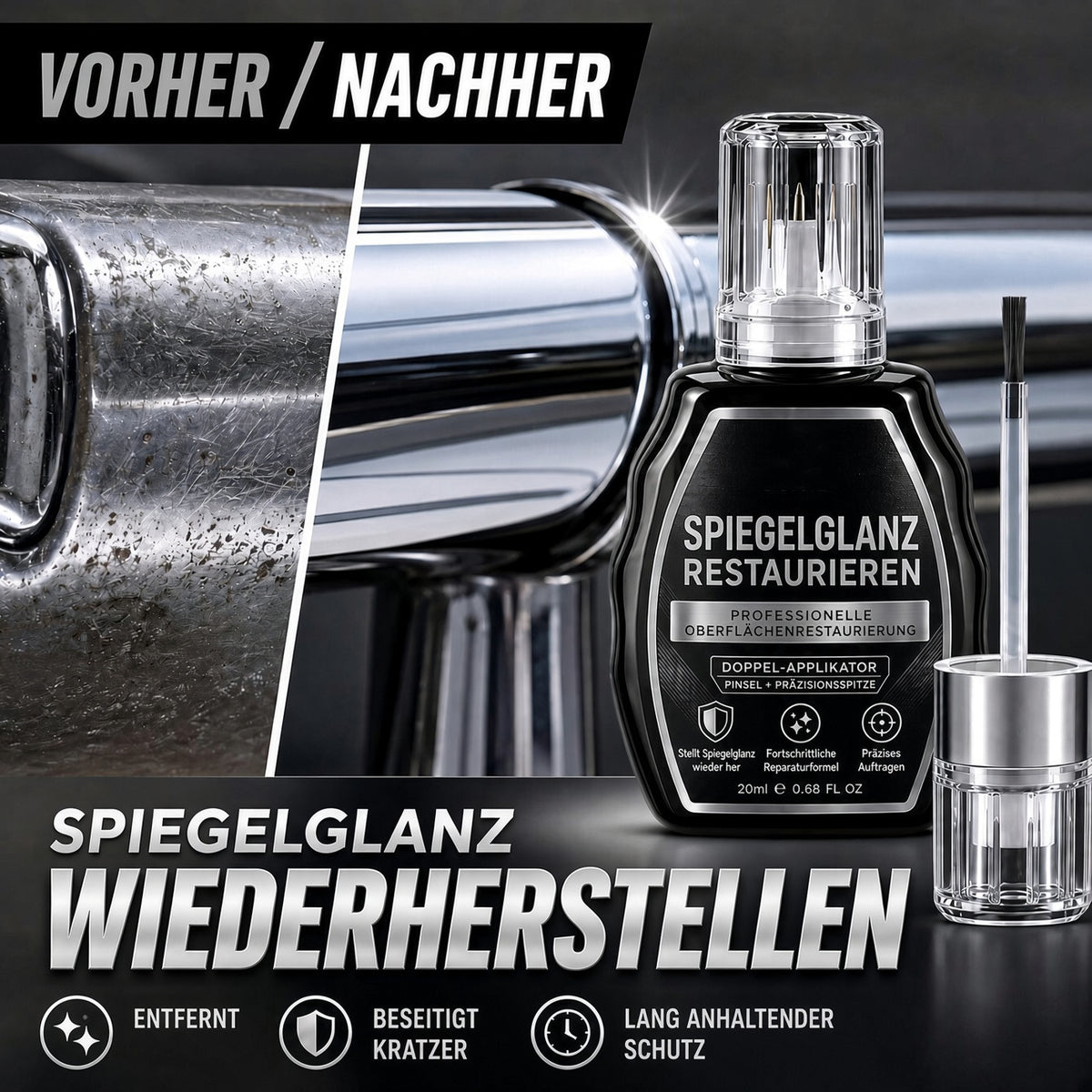 🚗 50 % Rabatt | Professioneller Chrom-Reparaturstift für Auto, Zierleisten, Türgriffe, Embleme & Metalloberflächen