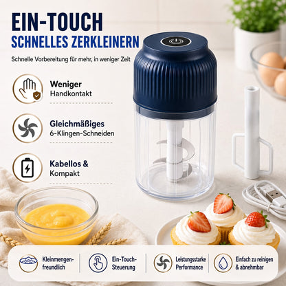 🔥 50 % RABATT! 💥6-Klingen Elektrischer Zerkleinerer｜Für Gemüse, Zwiebeln, Kräuter, Nüsse & Fleisch｜Kabellos, One-Touch & Leicht zu Reinigen