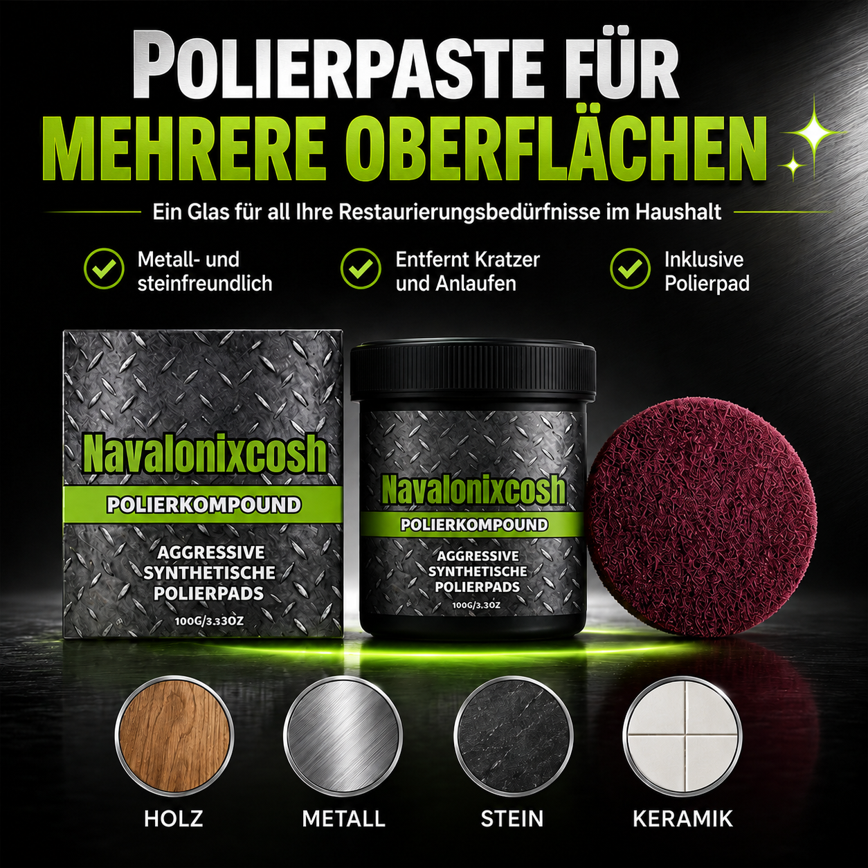 upsell🎉HEISSER VERKAUF✨All-in-One Polierpaste zur Oberflächen-Restaurierung mit Polierpad