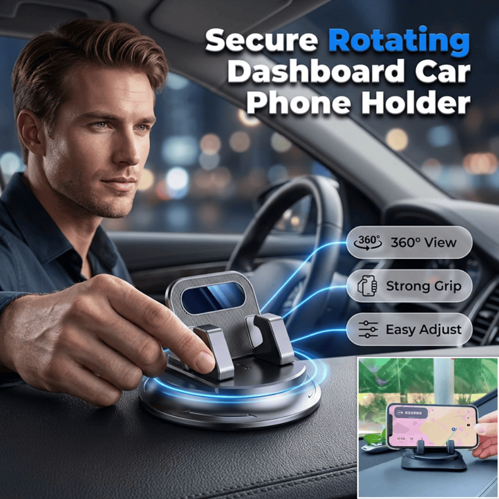 🚗 JETZT 50% RABATT! 📱 Drehbarer Armaturenbrett-Autotelefonhalter – 360° verstellbar & rutschfest – Freihändige Handyhalterung 🛡️