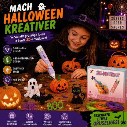 🎃 50% Rabatt – Kabelloser 3D-Zeichenstift für Kinder | Halloween-Kreativset